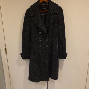 Ivanka Trump Dark Gray/Black Double-Breasted Below The Knee Coat Size 10